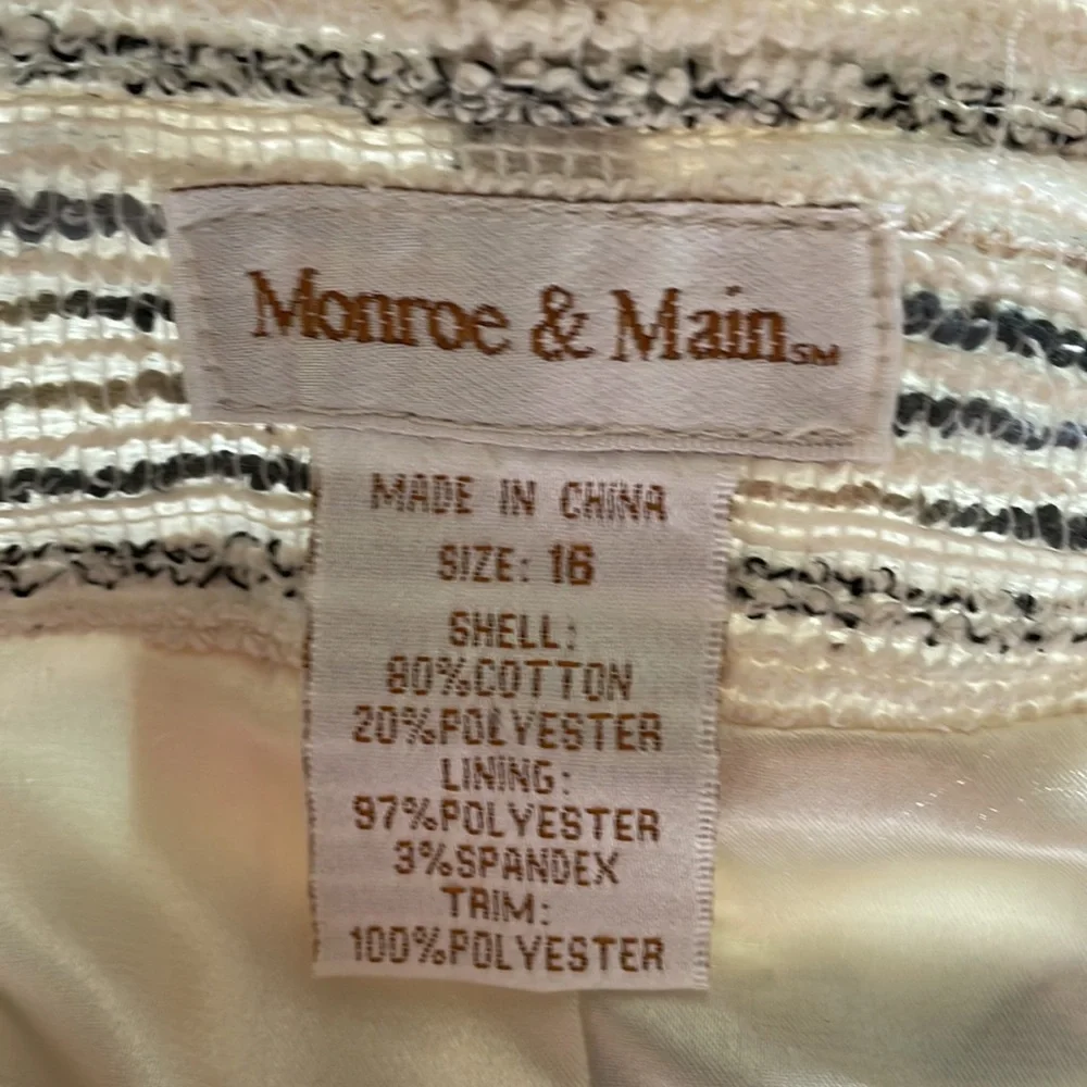 MONROE & MAIN Blazer Gray & Cream Tweed Crested Buttons Single Breasted 16
